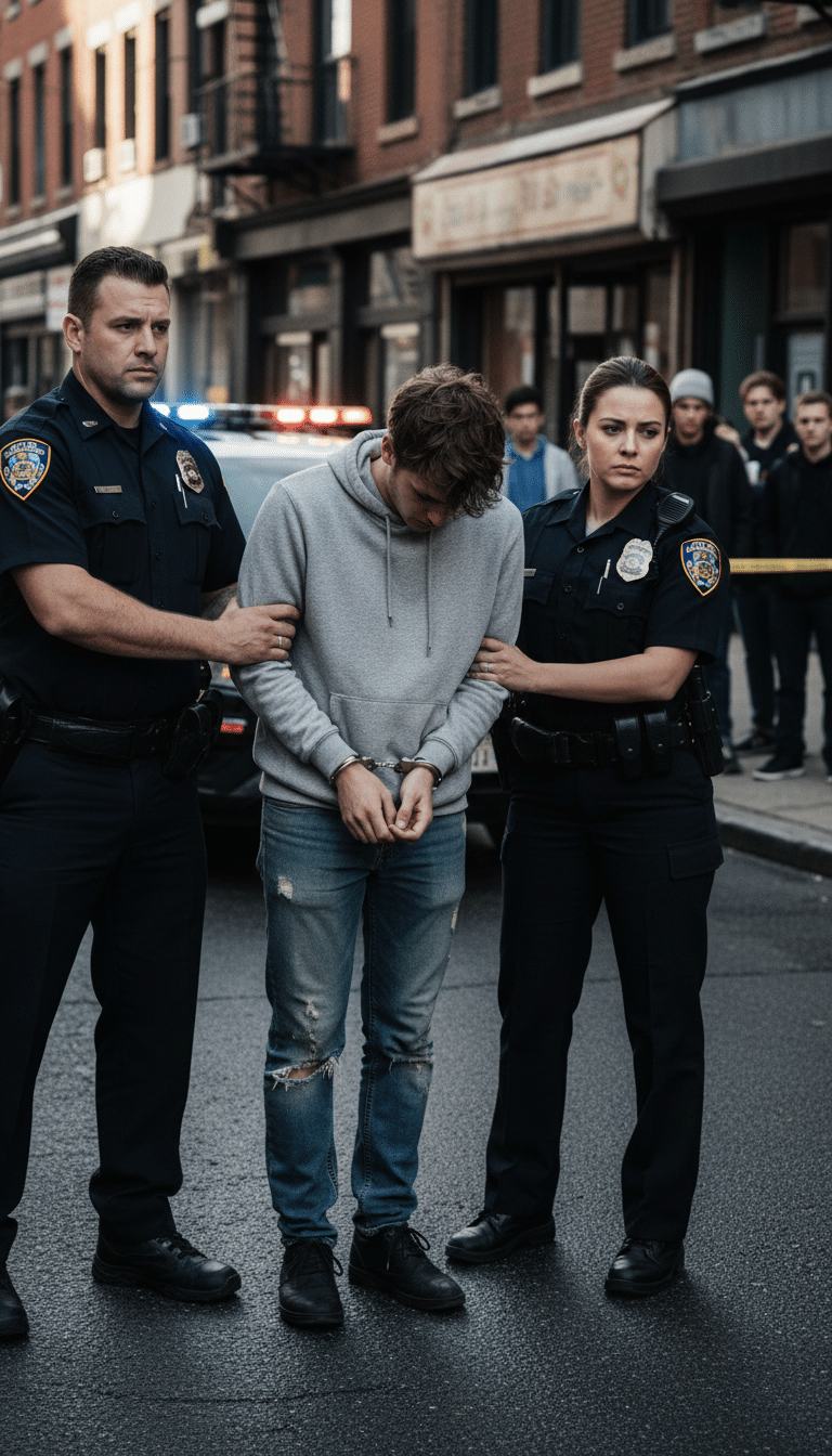 Person being arrested in Crowley Person being arrested in Crowley
