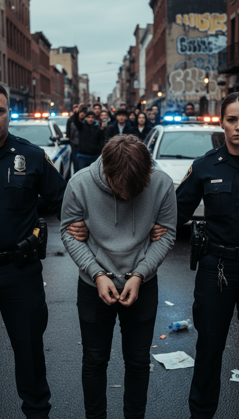 Person being arrested in Lancaster Person being arrested in Lancaster