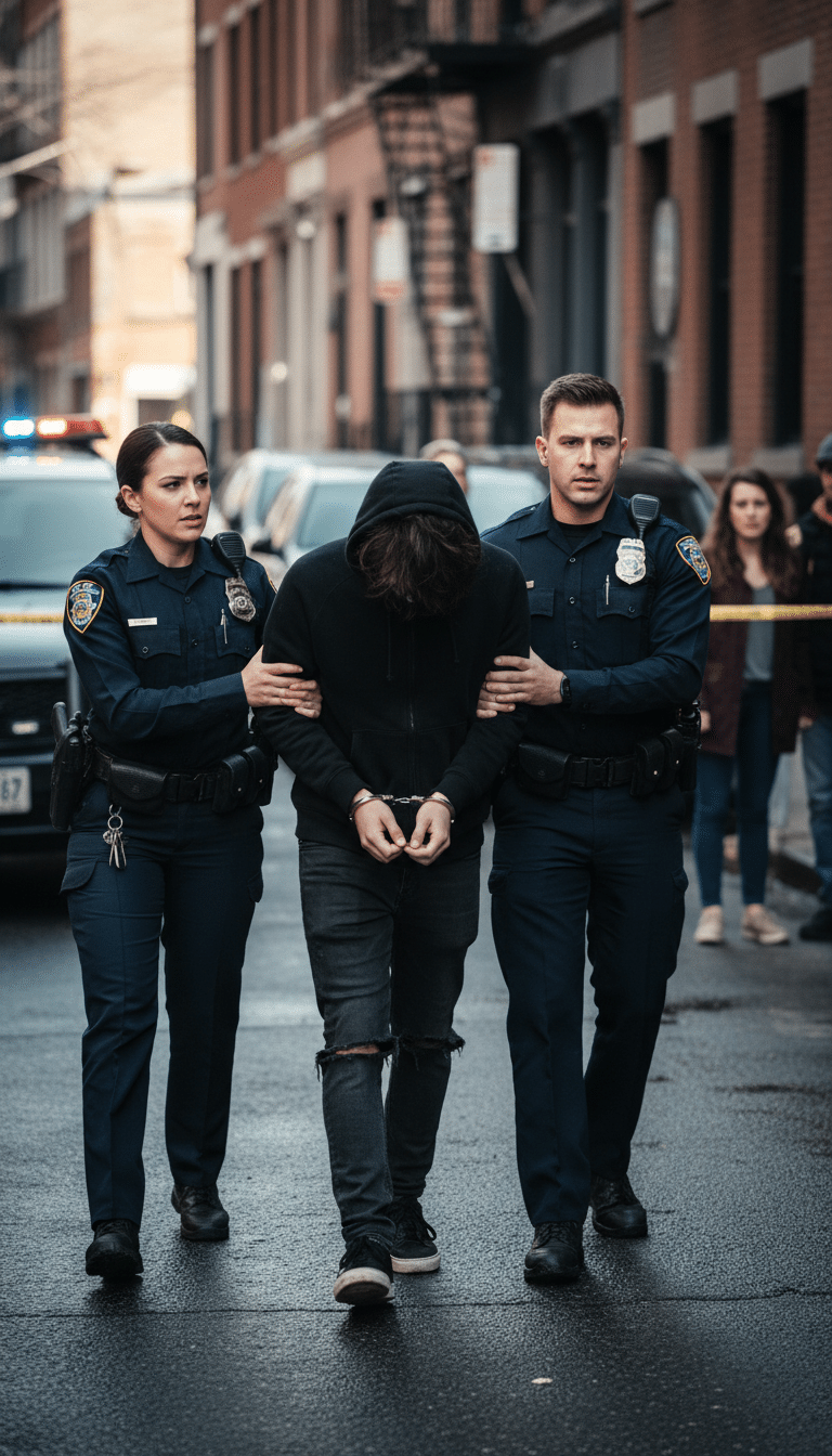 Person being arrested in Peniel Person being arrested in Peniel