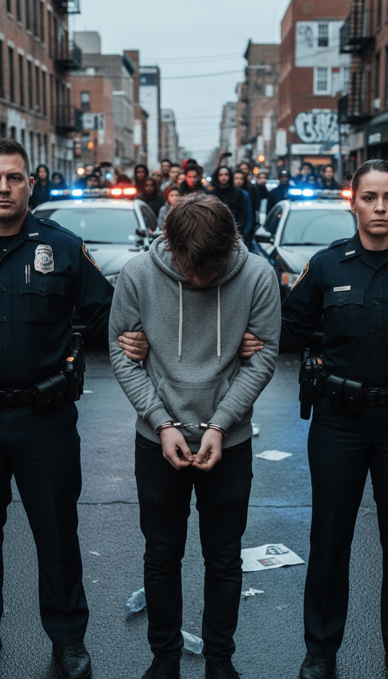 Person being arrested in Denton Person being arrested in Denton
