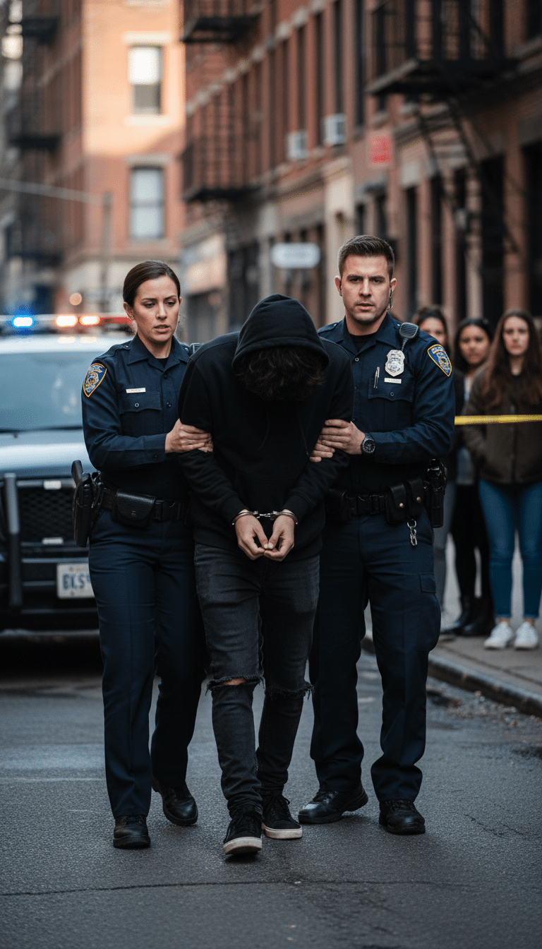 Person being arrested in Peniel Person being arrested in Peniel