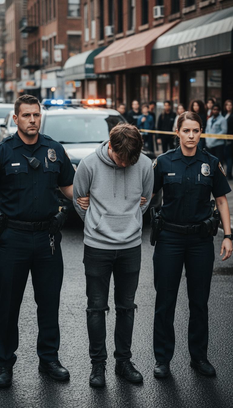 Person being arrested in Bedford Person being arrested in Bedford