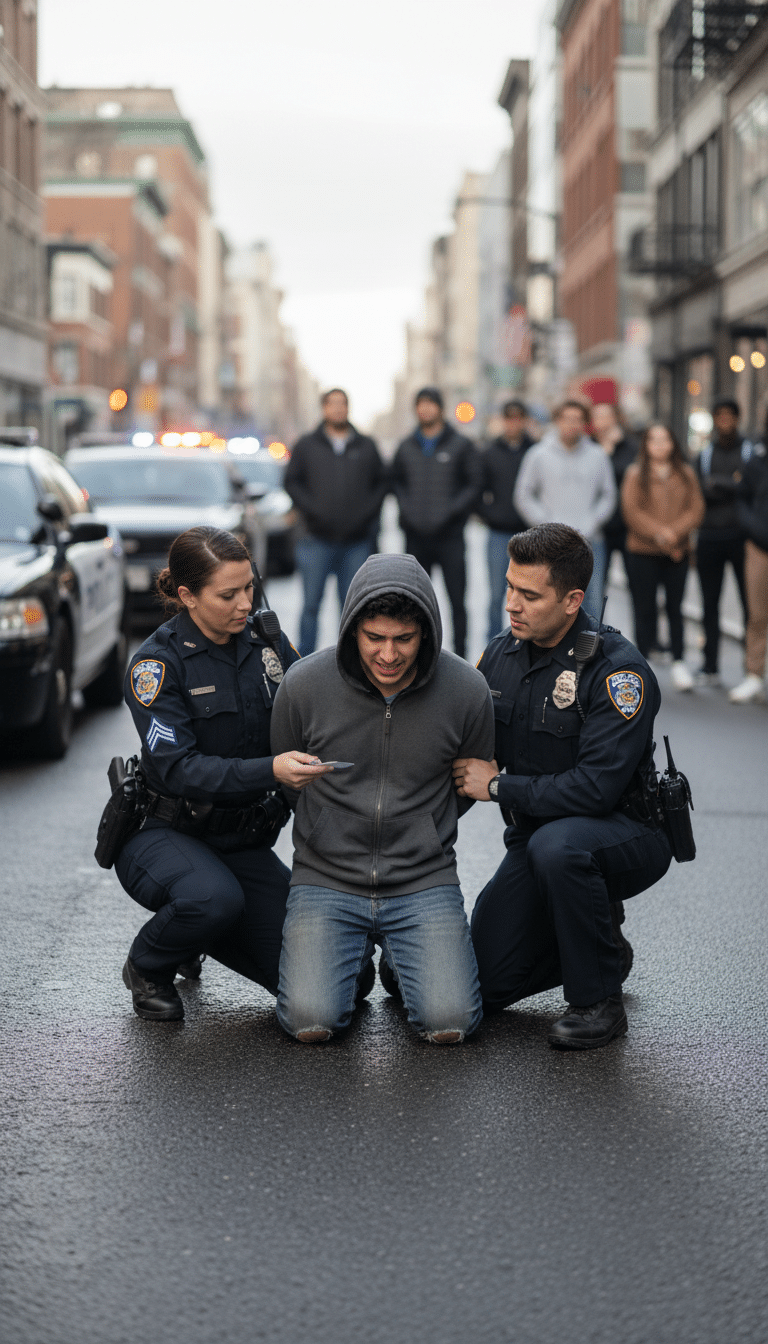 Person being arrested in Cypress Person being arrested in Cypress