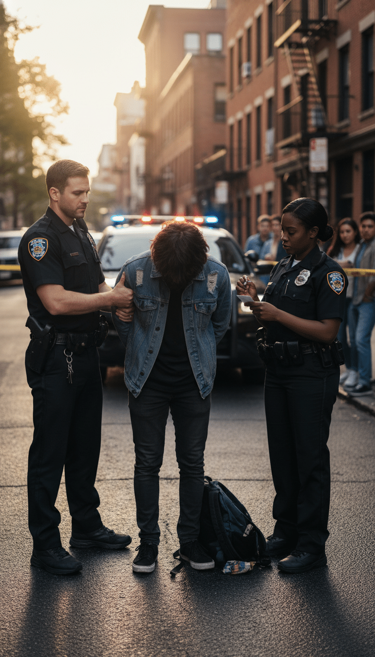 Person being arrested in Denton Person being arrested in Denton