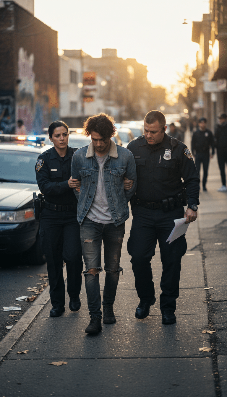 Person being arrested in Mansfield Person being arrested in Mansfield