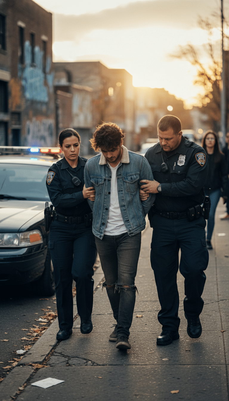 Person being arrested in Peniel Person being arrested in Peniel