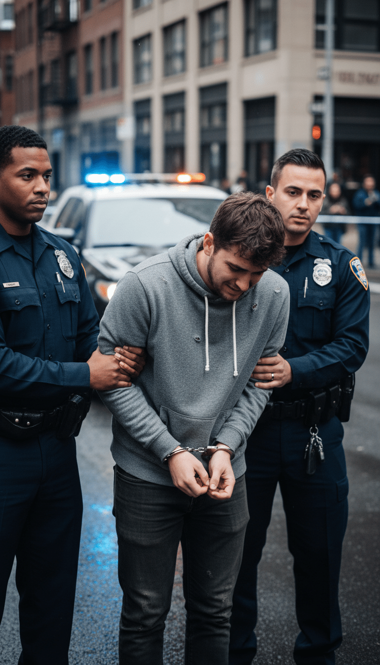 Person being arrested in Bedford Person being arrested in Bedford