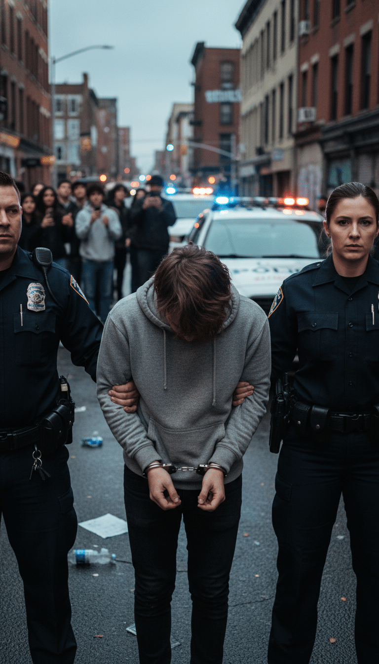 Person being arrested in Colony Person being arrested in Colony