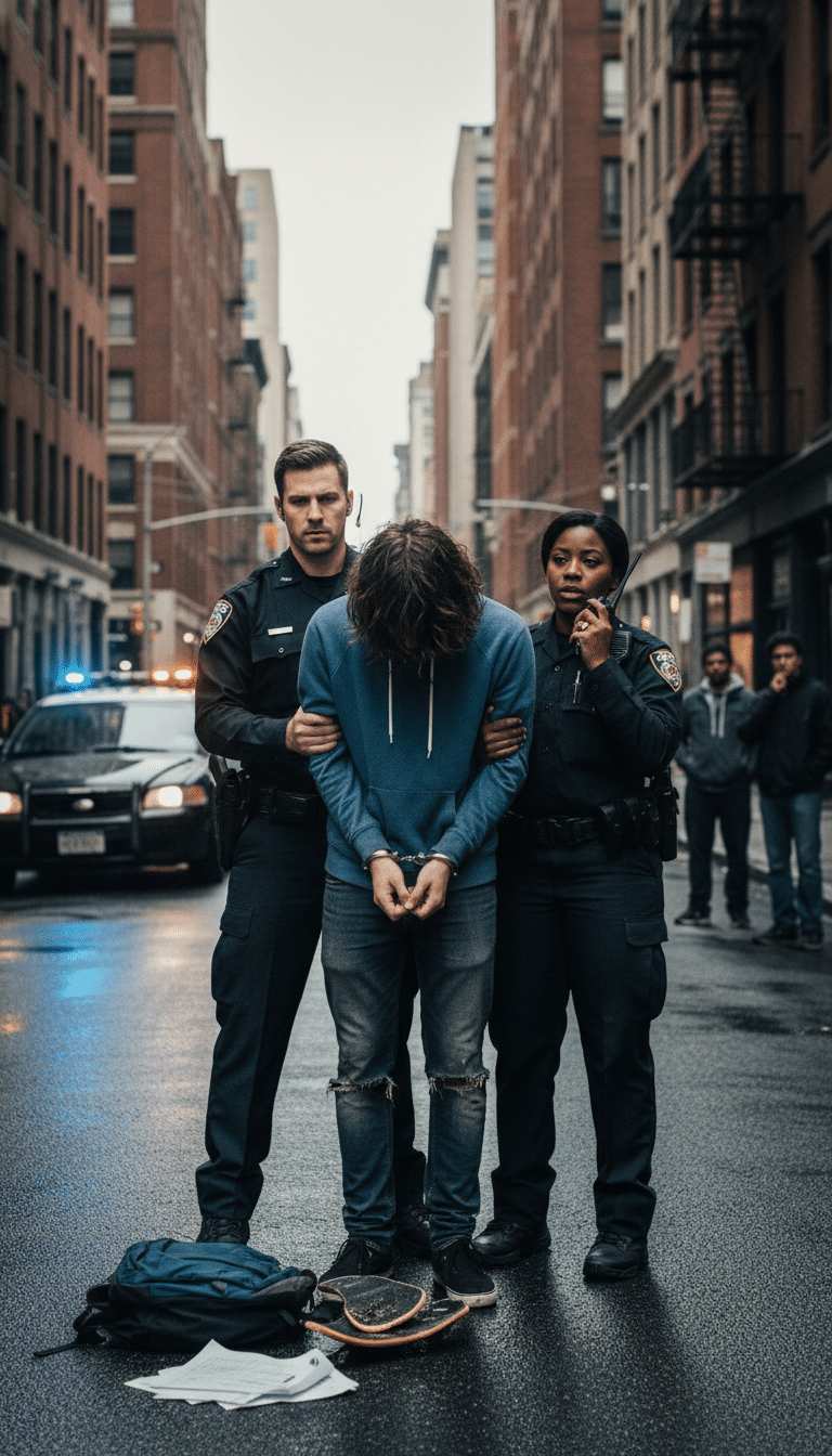 Person being arrested in Denton Person being arrested in Denton