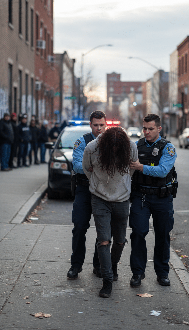 Person being arrested in Peniel Person being arrested in Peniel