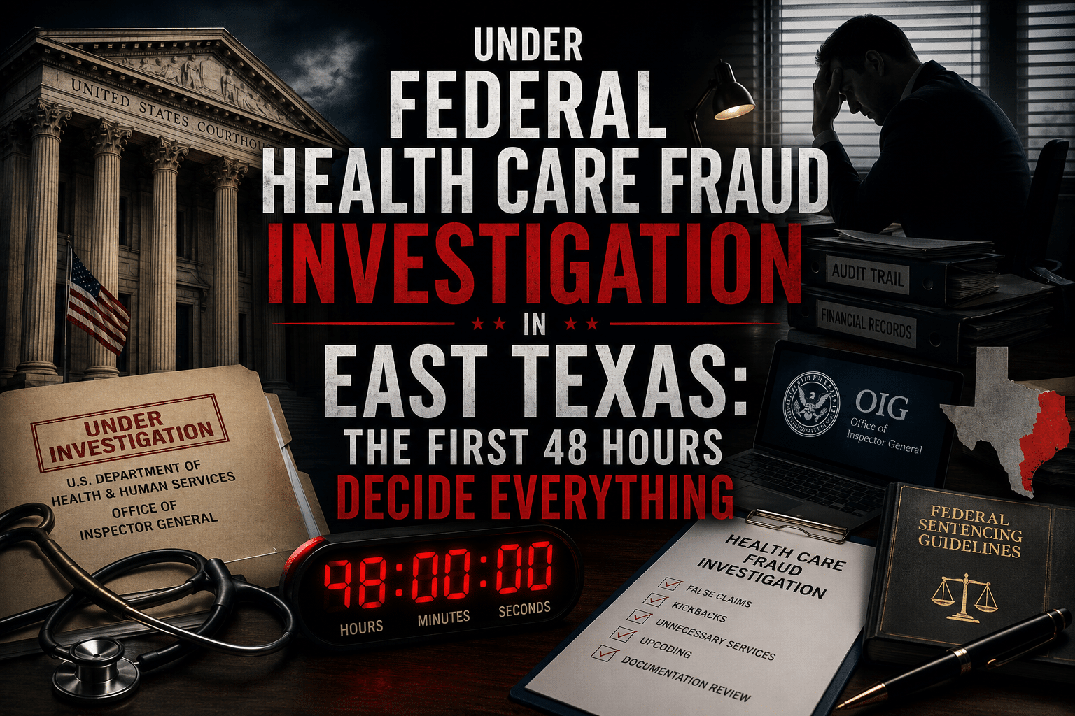 Under Federal Health Care Fraud Investigation in East Texas The First 48 Hours Decide Everything Under Federal Health Care Fraud Investigation in East Texas The First 48 Hours Decide Everything